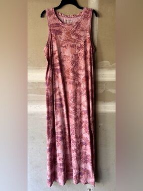 Eddie Bauer Pink Blush Tropical-Print Maxi Dress